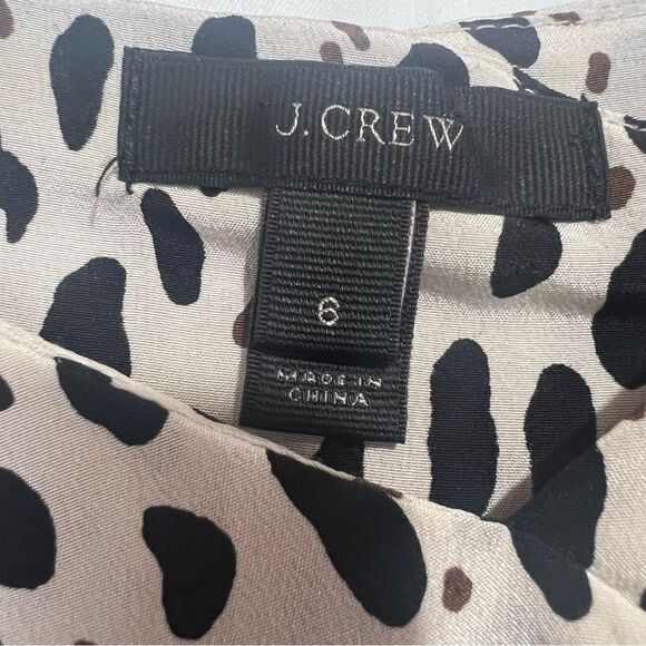 J. Crew Silk Animal Print Leopard Cami Tank Top Blouse Womens 6 Black Cream - Picture 6 of 8